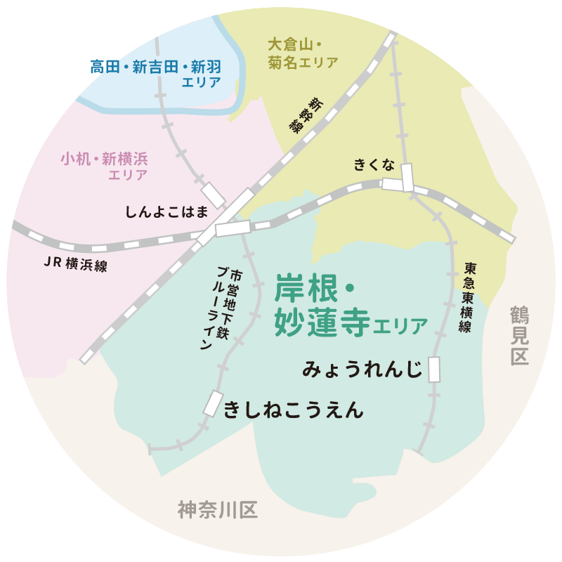 岸根・妙蓮寺の地図