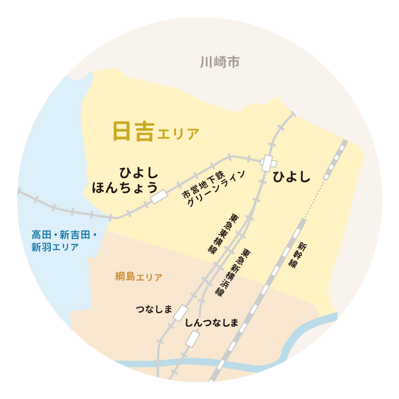 日吉エリアの地図